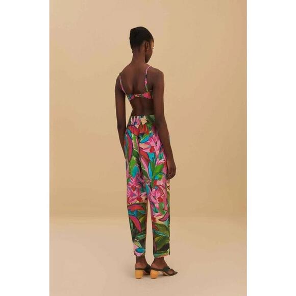Farm Rio Jardin De Reve Floral Tapered Leg Ankle Pants Women's Size M Multicolor - Picture 3 of 5